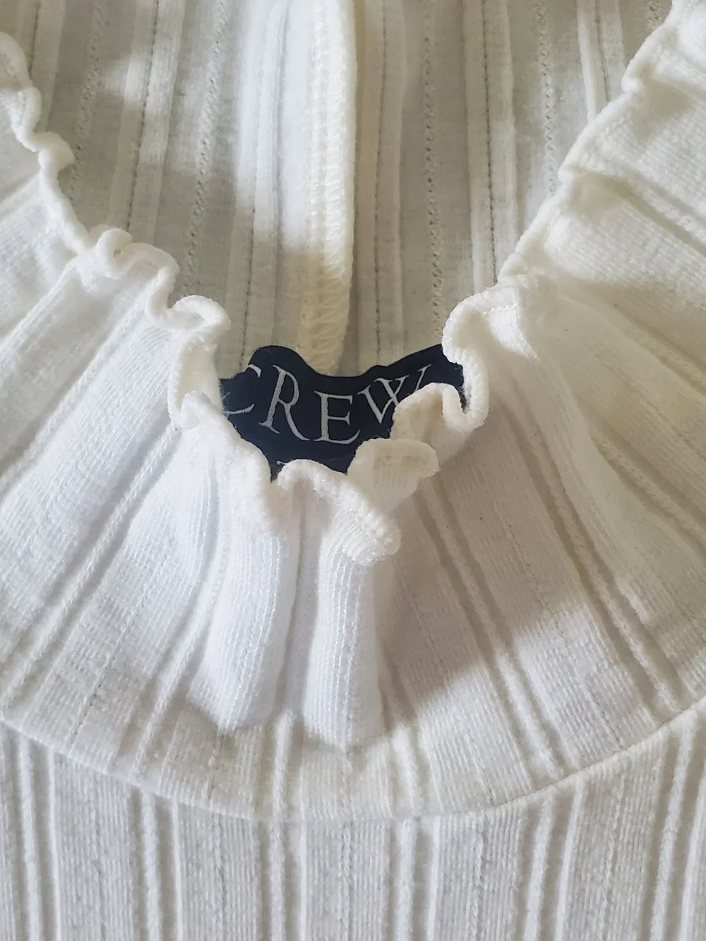 J. Crew Jcrew Ivory Ribbed Mock Neck Ruffle Trim Top New Without Tags Size M